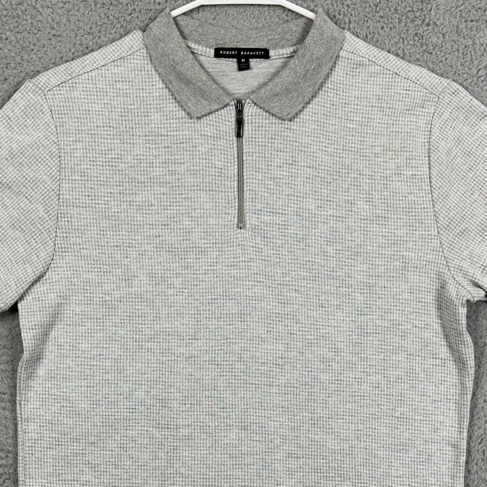 Robert Barakett Light Gray Textured Zip Polo